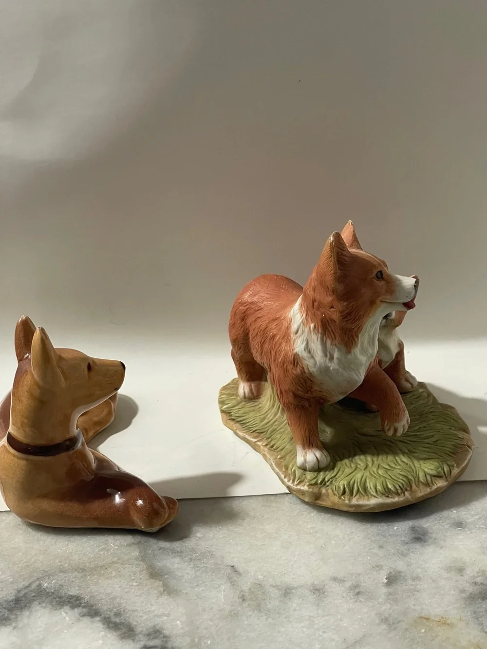 Vintage Lot Handmade & Painted Corgi Dogs Figurine & German Sherperd Ceramics
